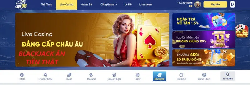 Chơi Blackjack Sky88 có nhận tiền thật không?